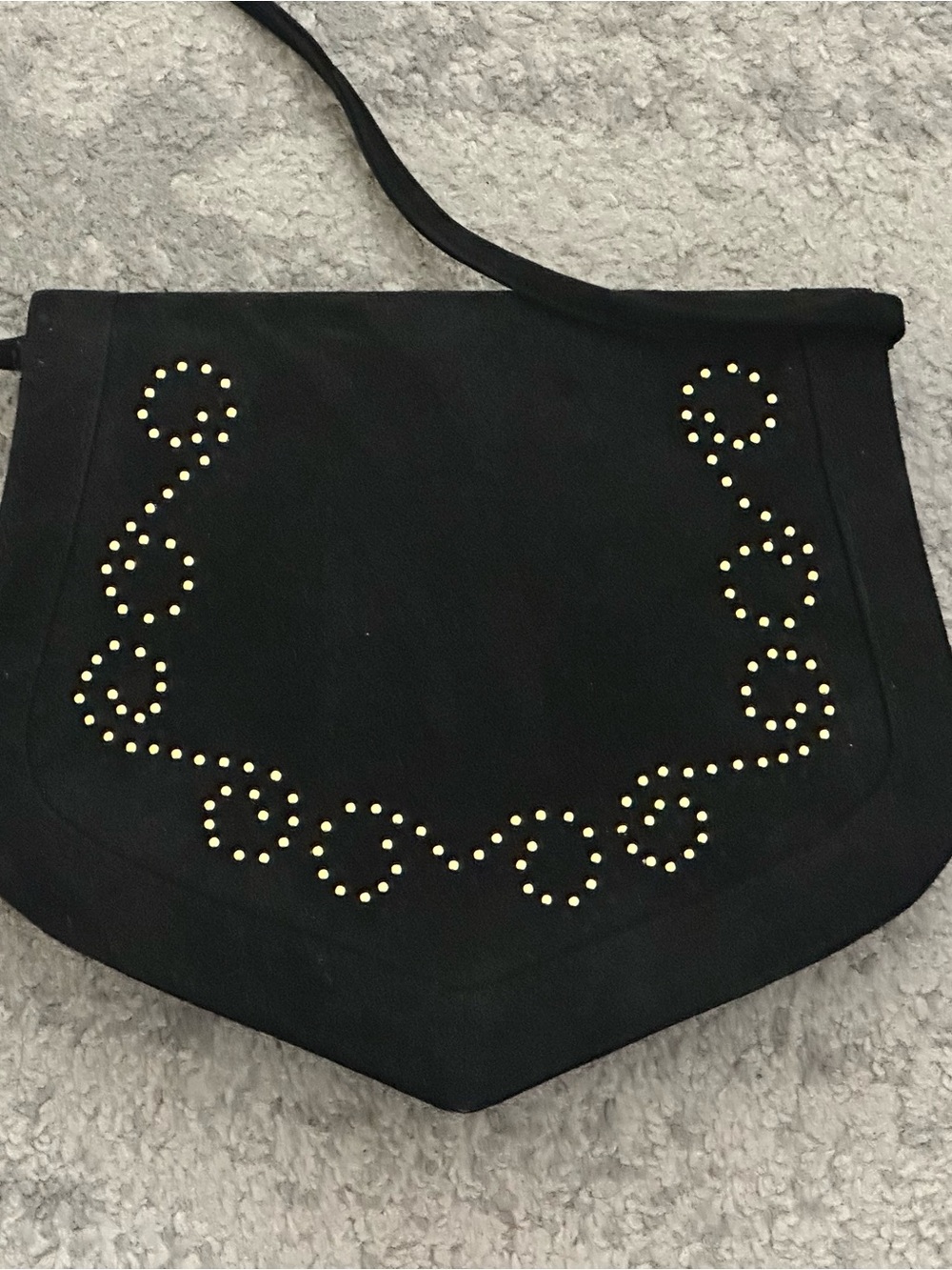 Valerie Stevens Vintage Black Crossbody with Gold Stud Accents
